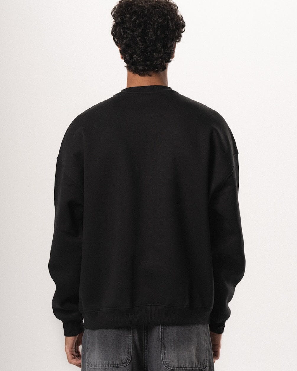 Black Basic Oversized Crewneck