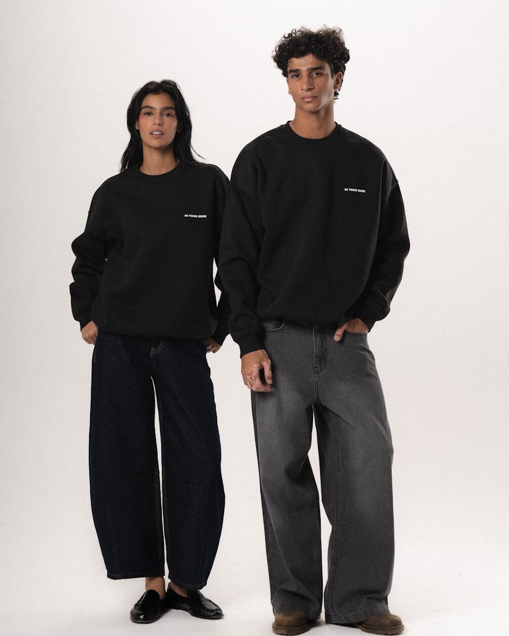 Black Basic Oversized Crewneck