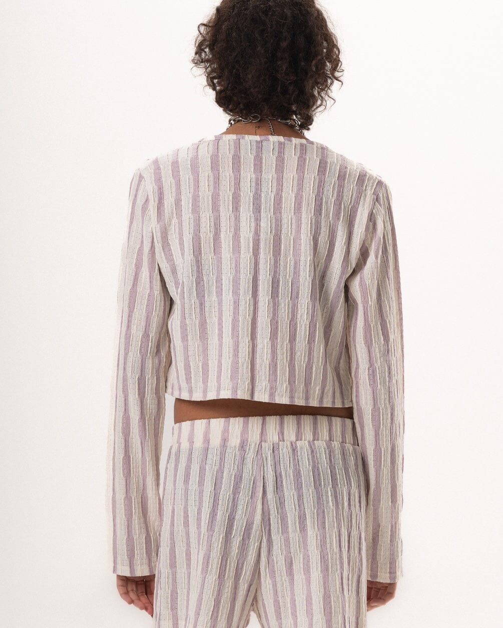 Female Pink Striped Knit Set