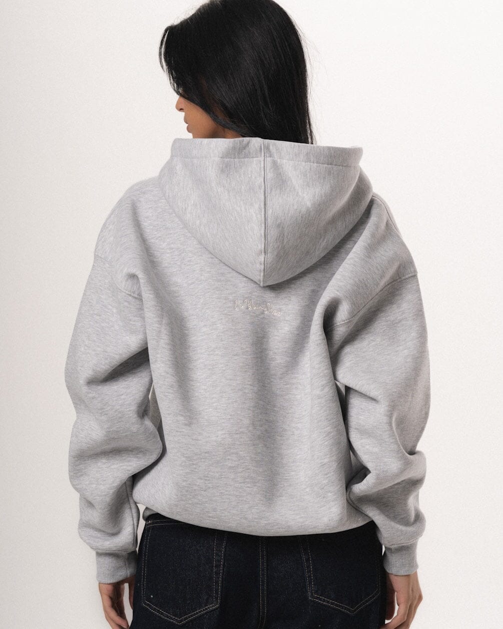 Heather Grey Basic Boxy Zip-Up Hoodie