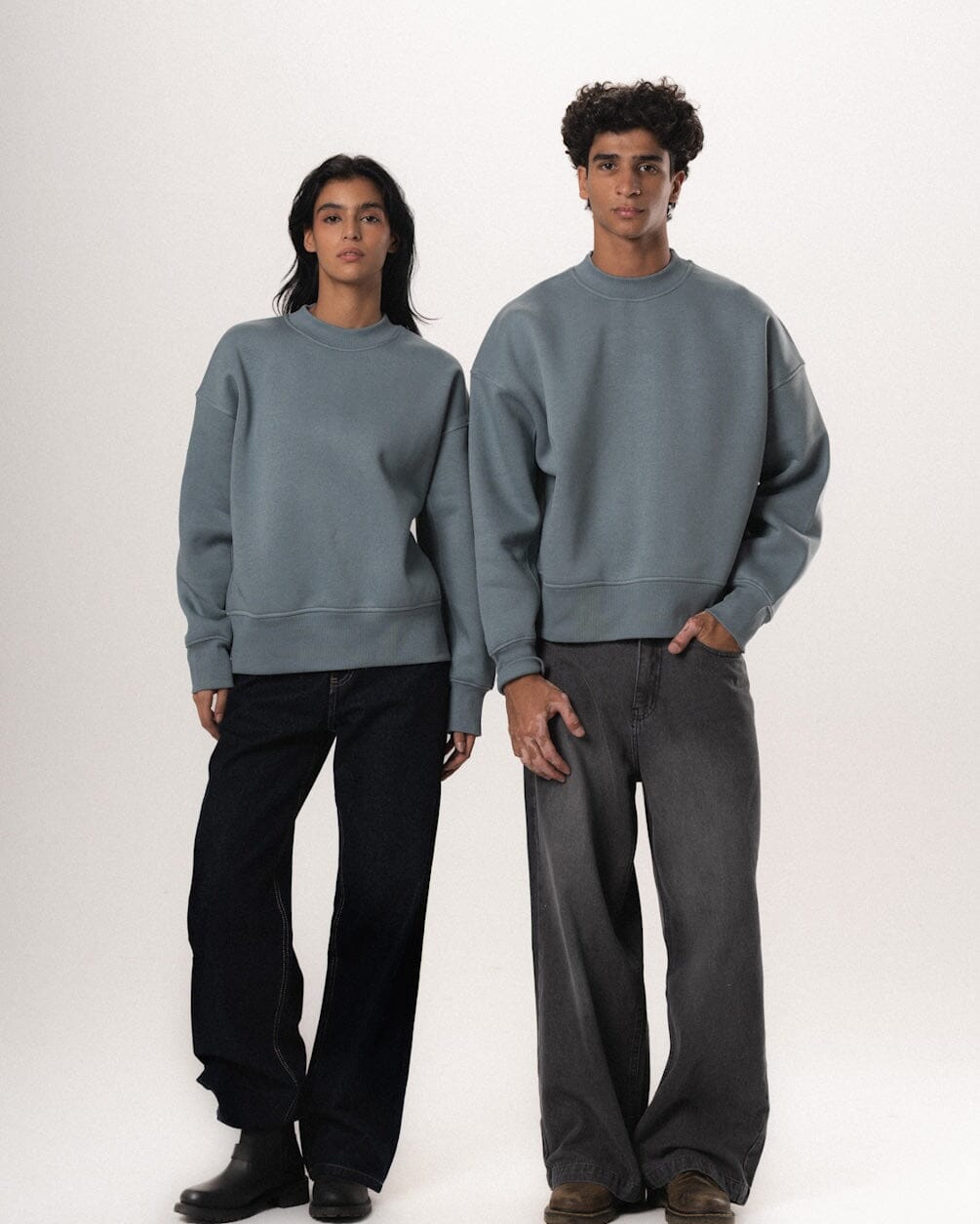 Blue Basic Boxy Crewneck