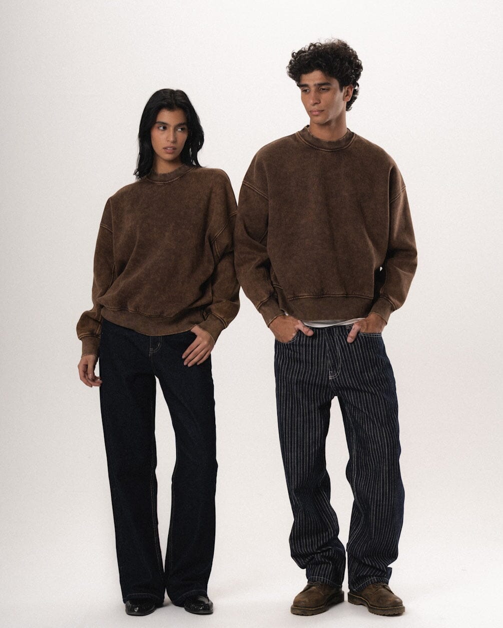Brown Washed Boxy Crewneck