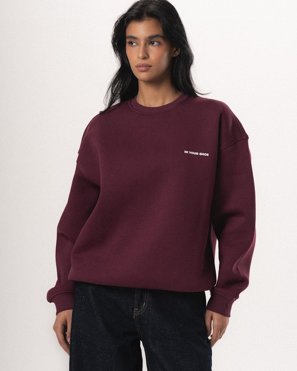 Burgundy Basic Oversized Crewneck