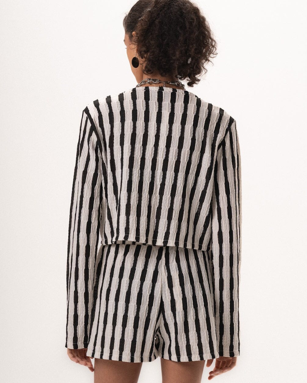 Female Black Striped Long Sleeve Knit Top