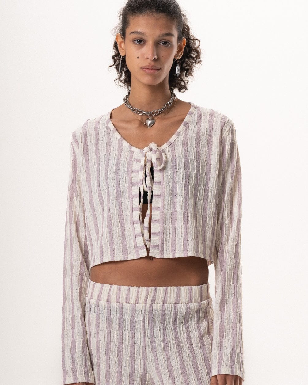 Female Pink Striped Long Sleeve Knit Top